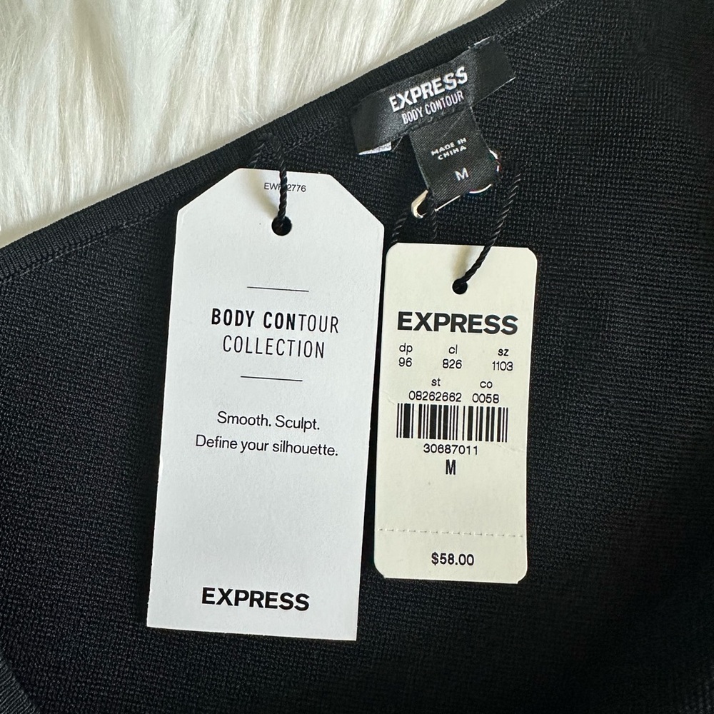 NWT Express Body Contour Black One-Shoulder Cut Out Fitted Top Summer Date Night - Picture 3 of 9